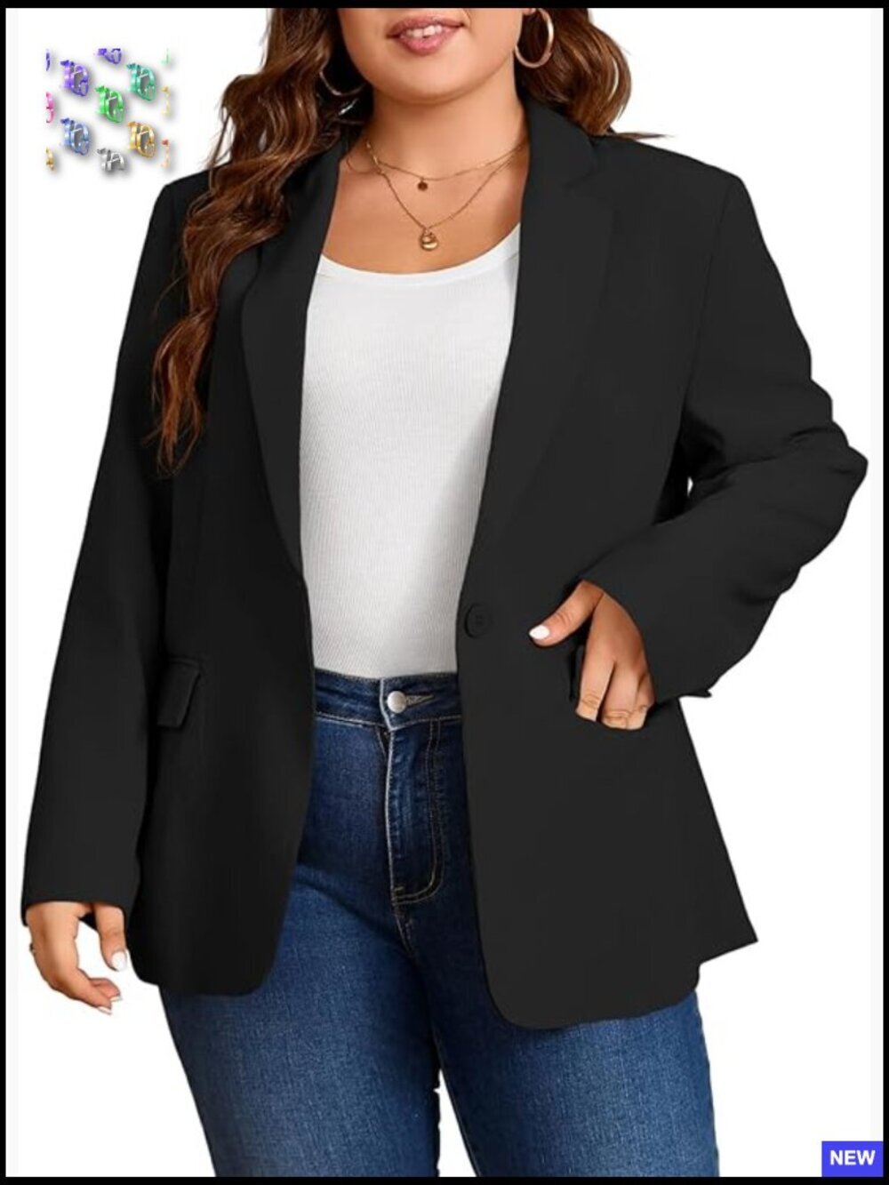 Classic Notch Neck Blazer Elegant Work Office Suit Jacket Plus Size